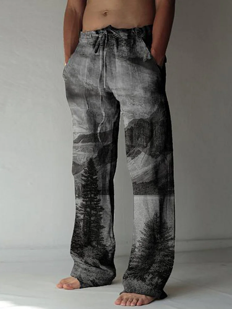 Shanhe print men's classic casual cotton trousers