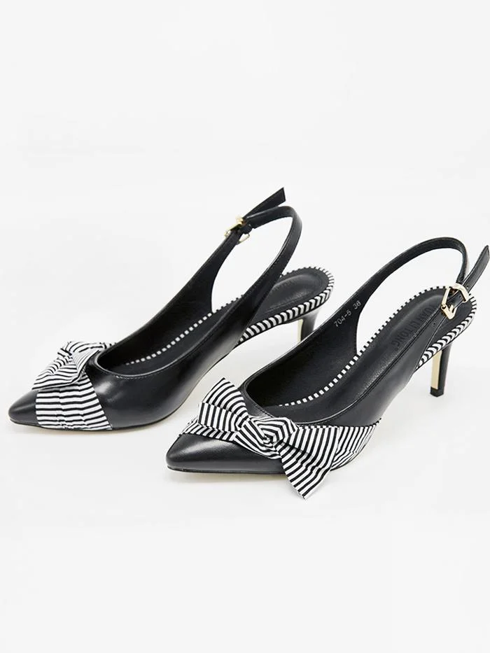 Fashion empty shallow mouth women's stiletto pointed bow high heels