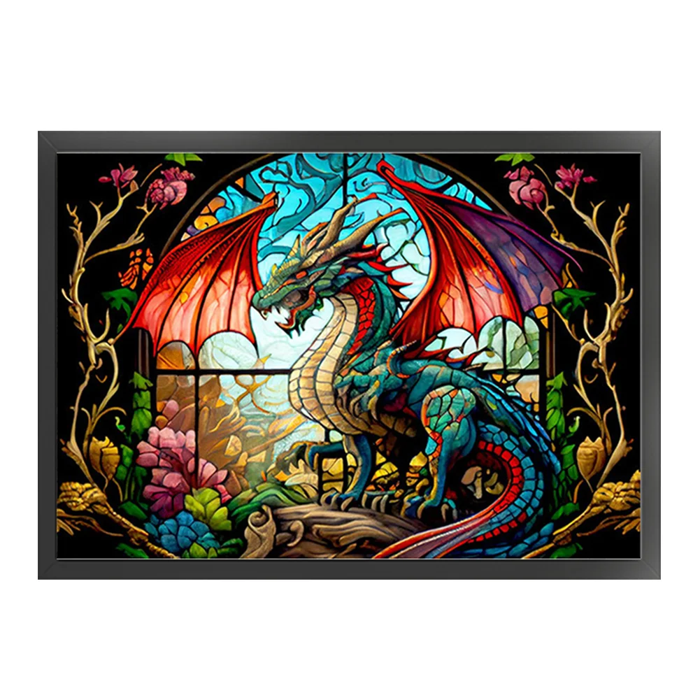 11CT Full Counted Cross Stitch - Stained Glass Pterodactyl(Canvas|65*45cm)
