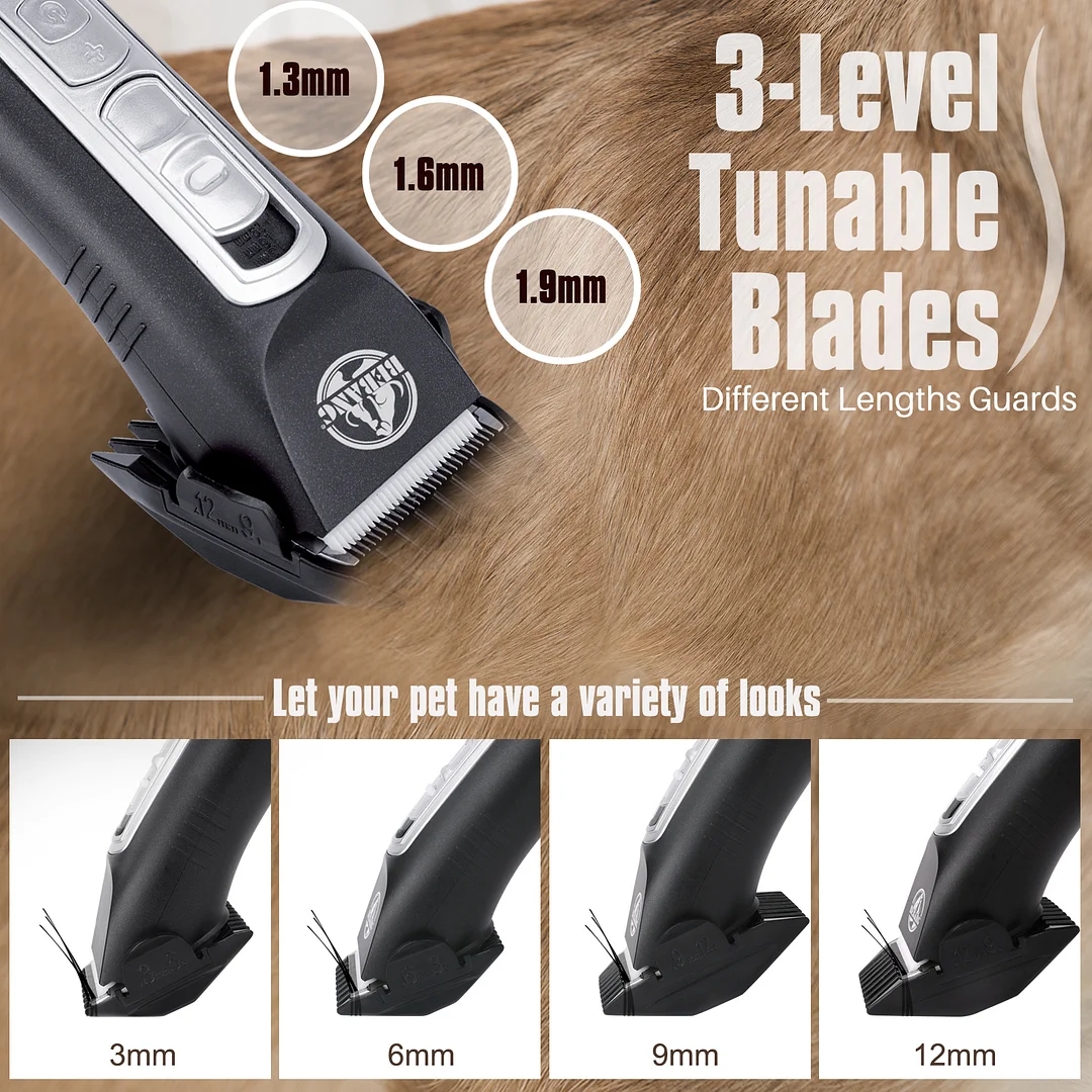 BEBANG Dog Grooming Clippers Pro for Thick Hair Pets, Rechargeable High Power Hair Shaver Clippers Low Noise for Small/Large Dogs & Cats