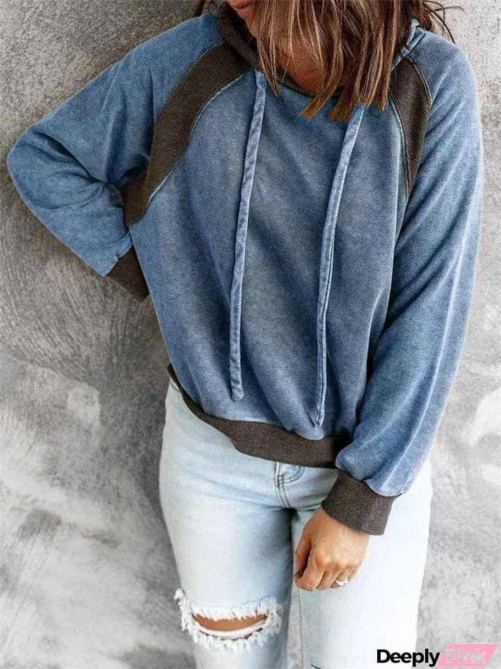 Women's Casual Simple Style Patchwork Long Sleeve Hoodie