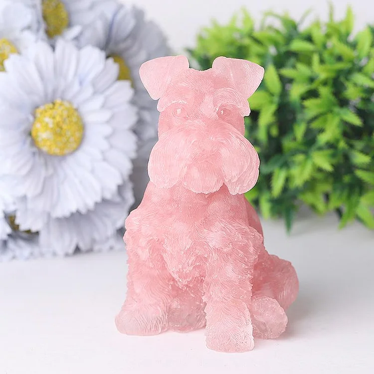 4.2" Crystal Chips Resin Schnauzer Carving for Decoration