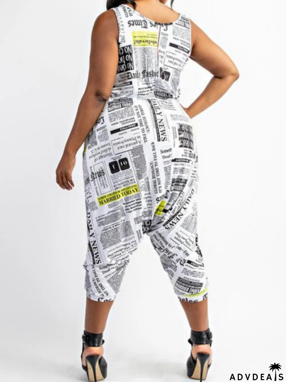 Plus Size Fashion Casual Printed Tank Top Jumpsuit