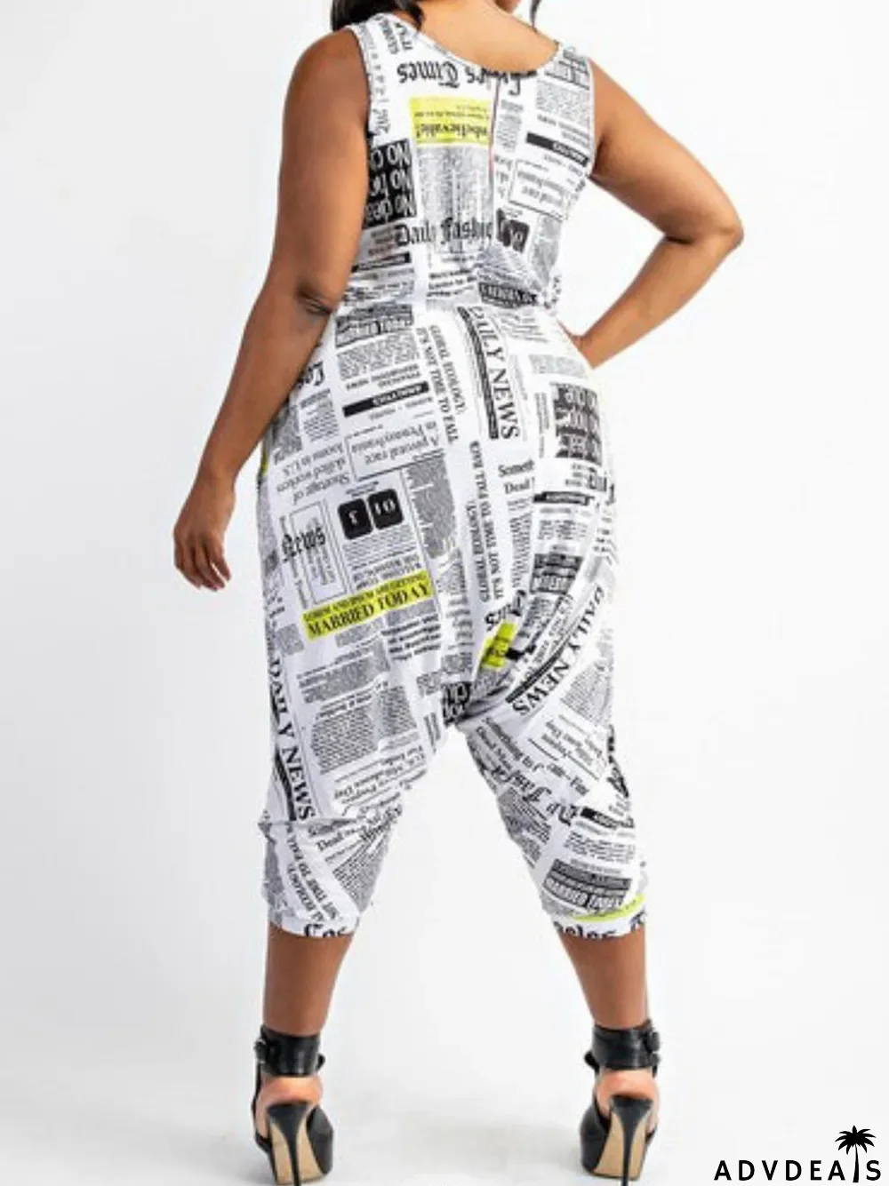 Plus Size Fashion Casual Printed Tank Top Jumpsuit