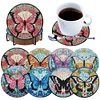 8pcs Butterfly DIY Diamond Painting Coasters Kits with Holder Wooden Coaster