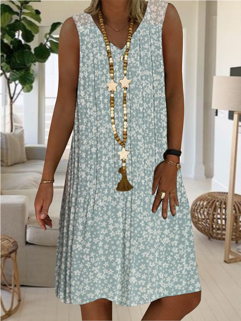 Women Half Sleeve V-neck Solid Color Dress