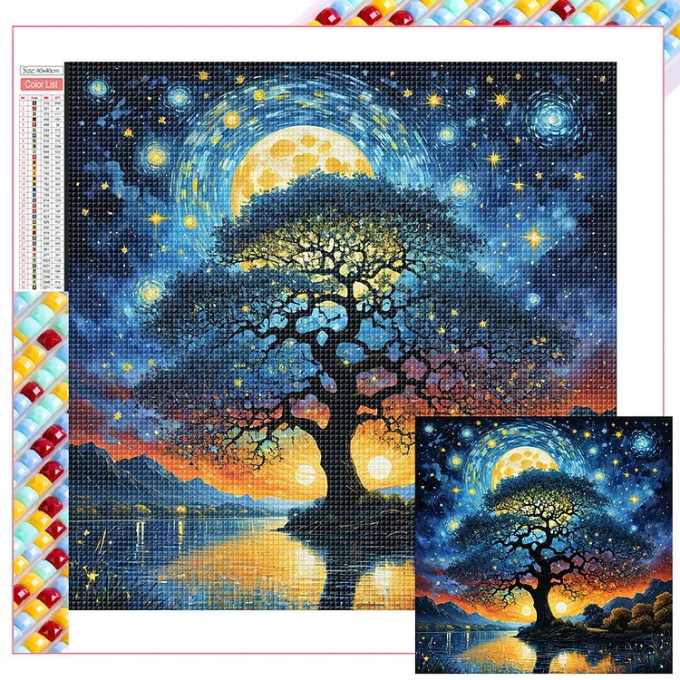 Tree 40*40CM (Canvas) Full Square Drill Diamond Painting gbfke