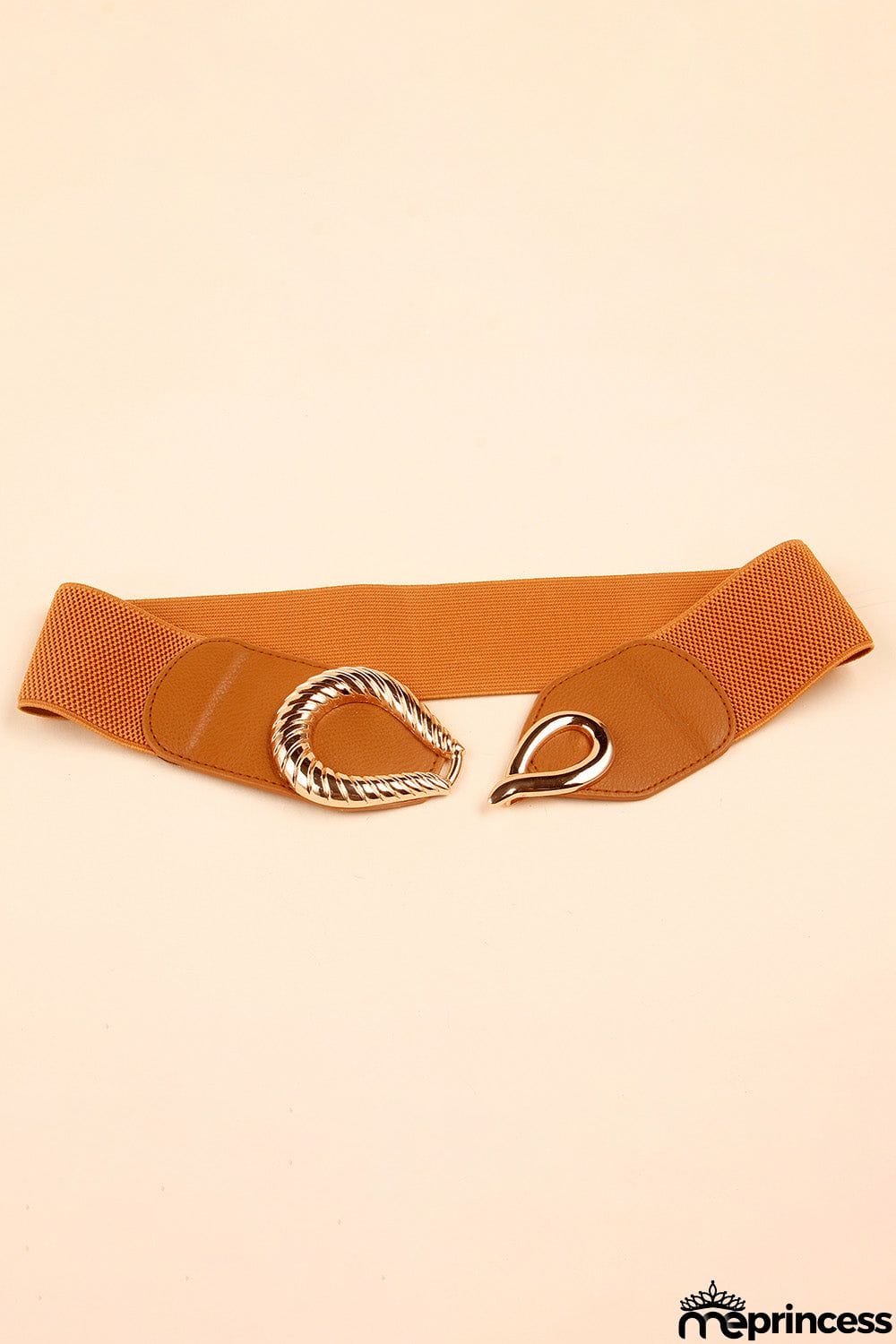 Ribbed Alloy Buckle Elastic Belt