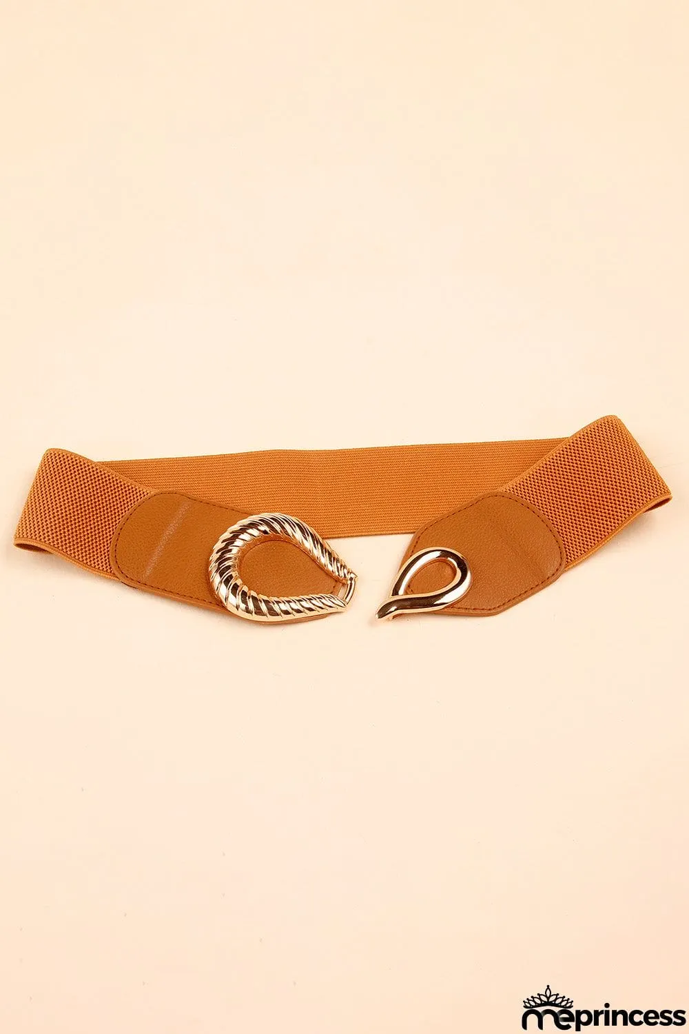 Ribbed Alloy Buckle Elastic Belt