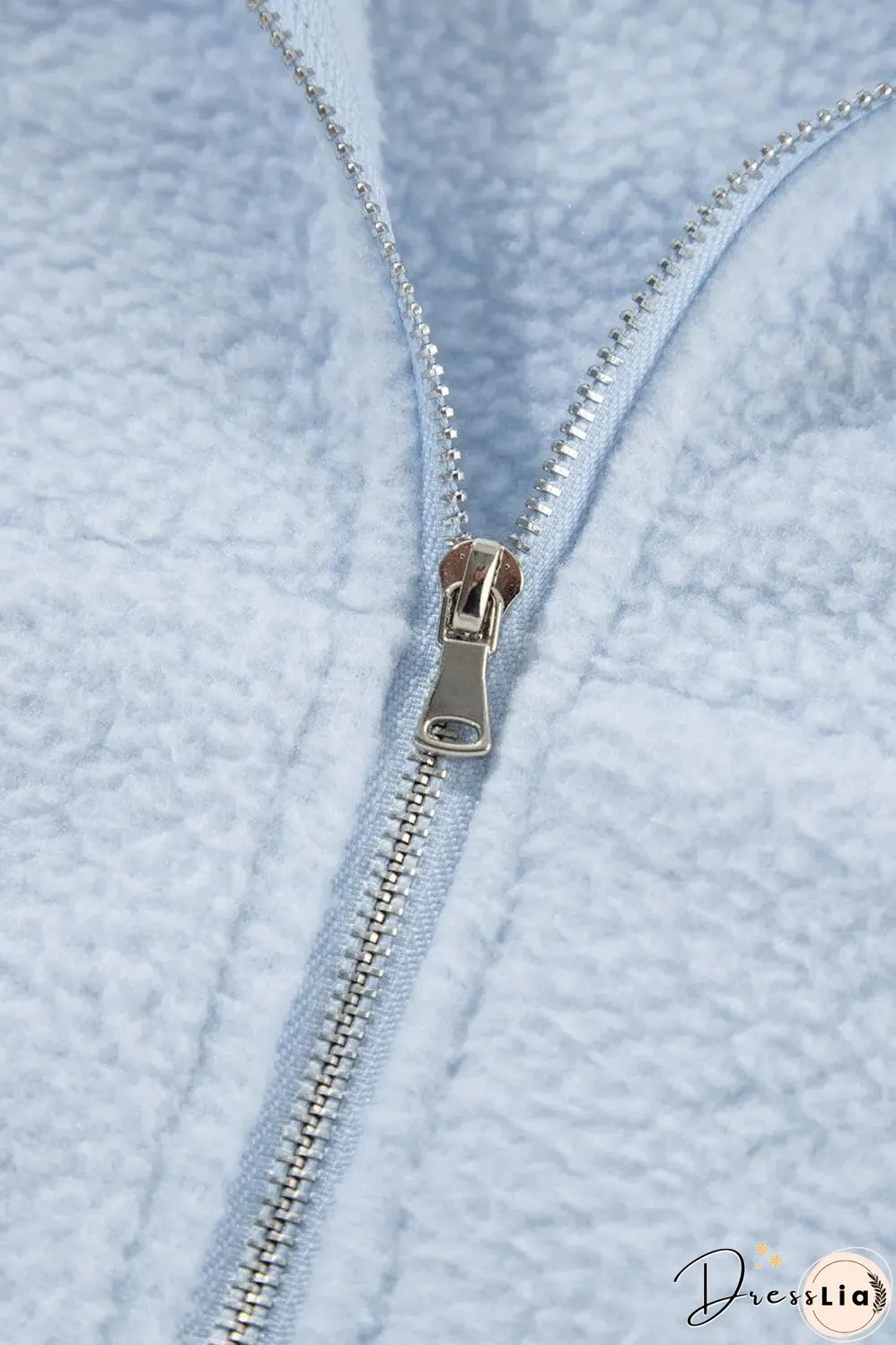 Beau Blue Cropped Sherpa Zip Up Hoodie