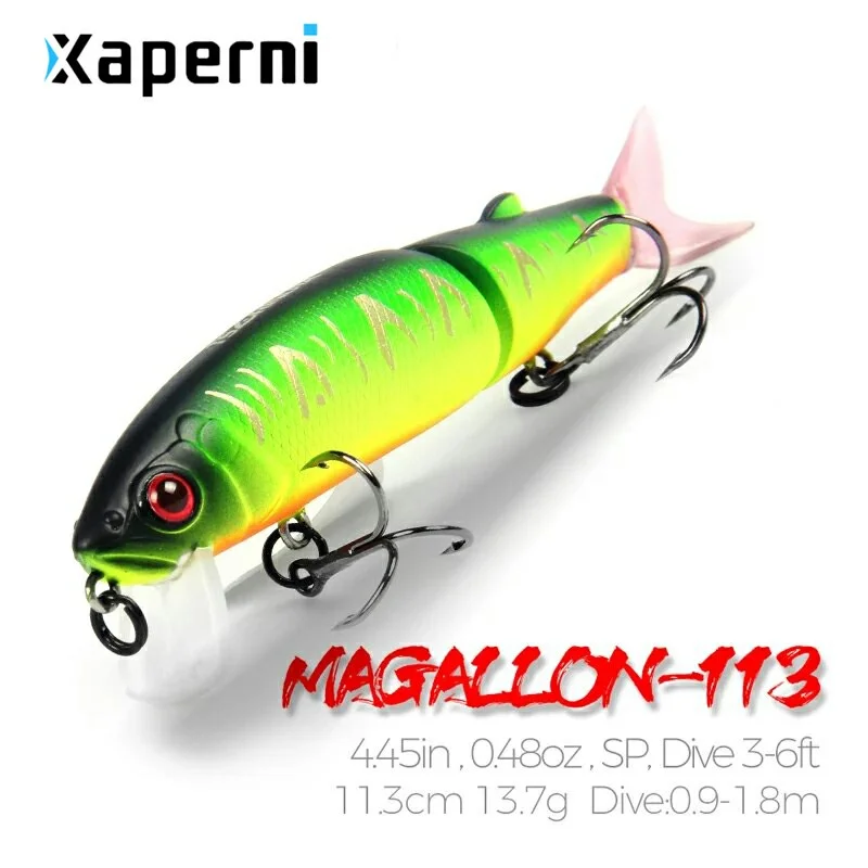 Xaperni 11.3cm 13.7g  hot fishing lure minnow quality professional bait swim bait jointed bait equipped black or white hook