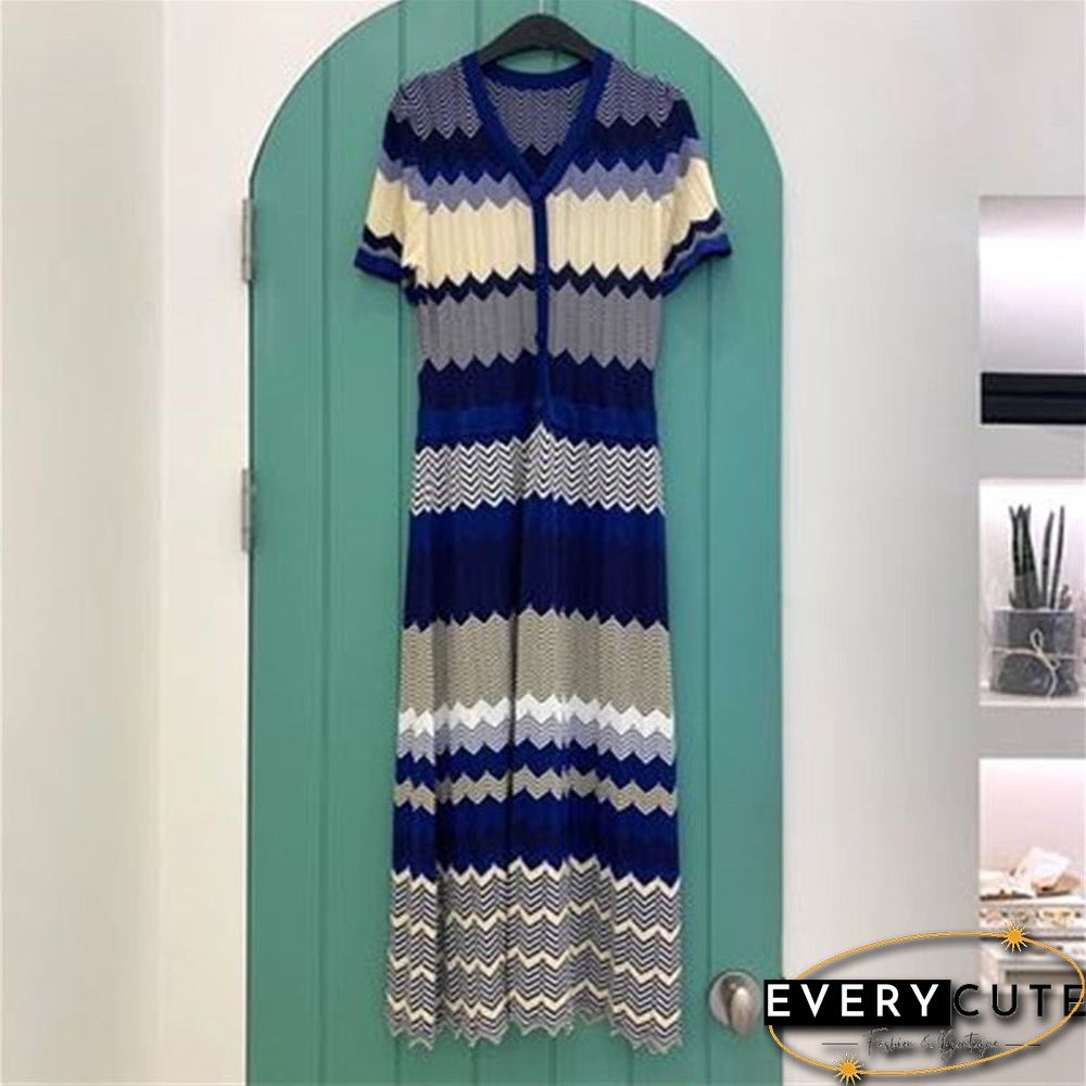 Ins Korean Style Ol Temperament Patchwork Summer Maxi Dress For Ladies Short Sleeve Vintage Chic Female Sundresses