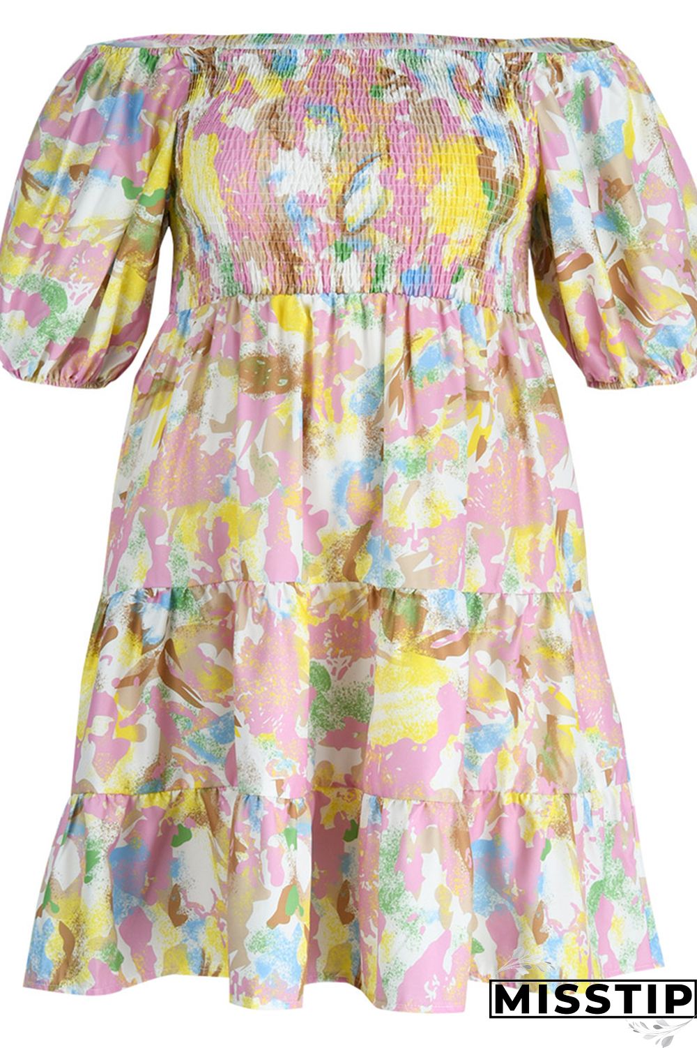 Blue Fashion Casual Plus Size Print Patchwork O Neck Short Sleeve Dress