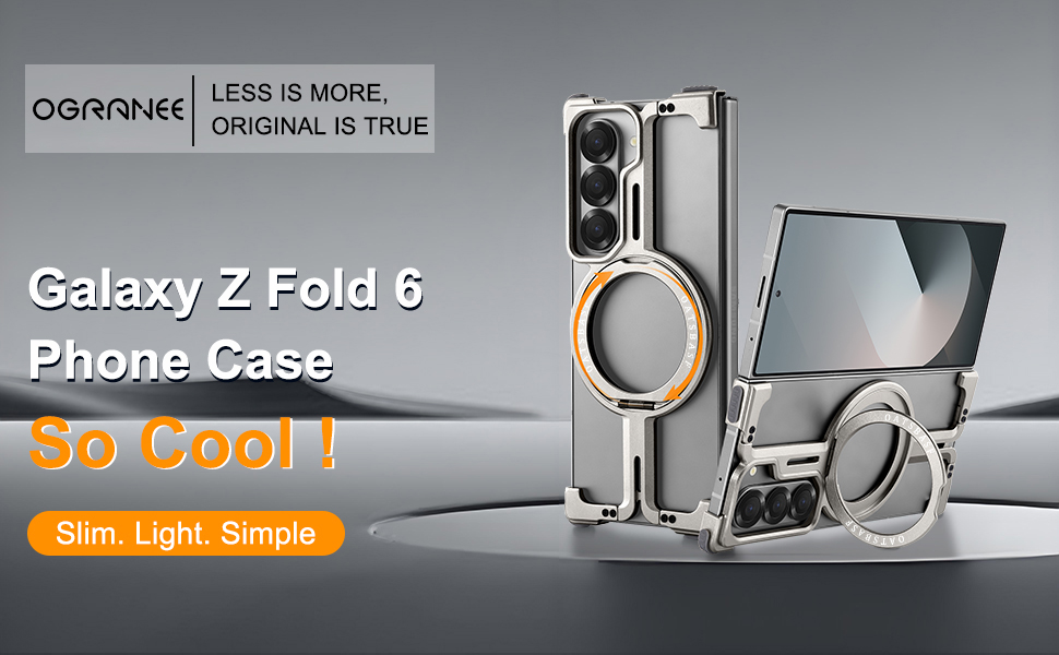 OGRANEE for Samsung Galaxy Z Fold 6 Metal Frameless Case with Kickstand