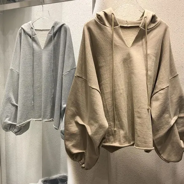 Women's Spring Autumn Long Sleeve Hooded Thin Sweater Lazy Wild Loose Top