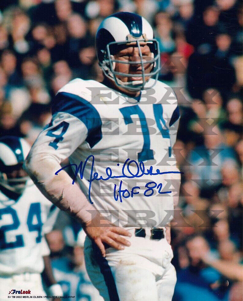 Merlin Olsen HOF 82 Rams Signed 8x10 autographed Photo Poster painting Reprint