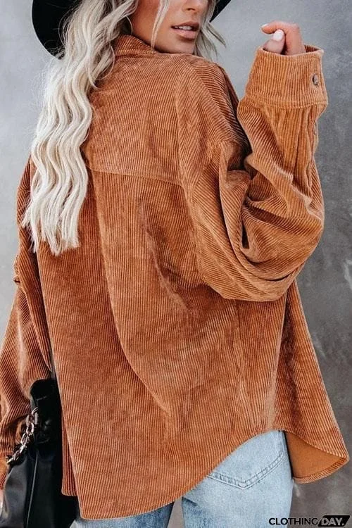 Cool Corduroy Casual Coat Top