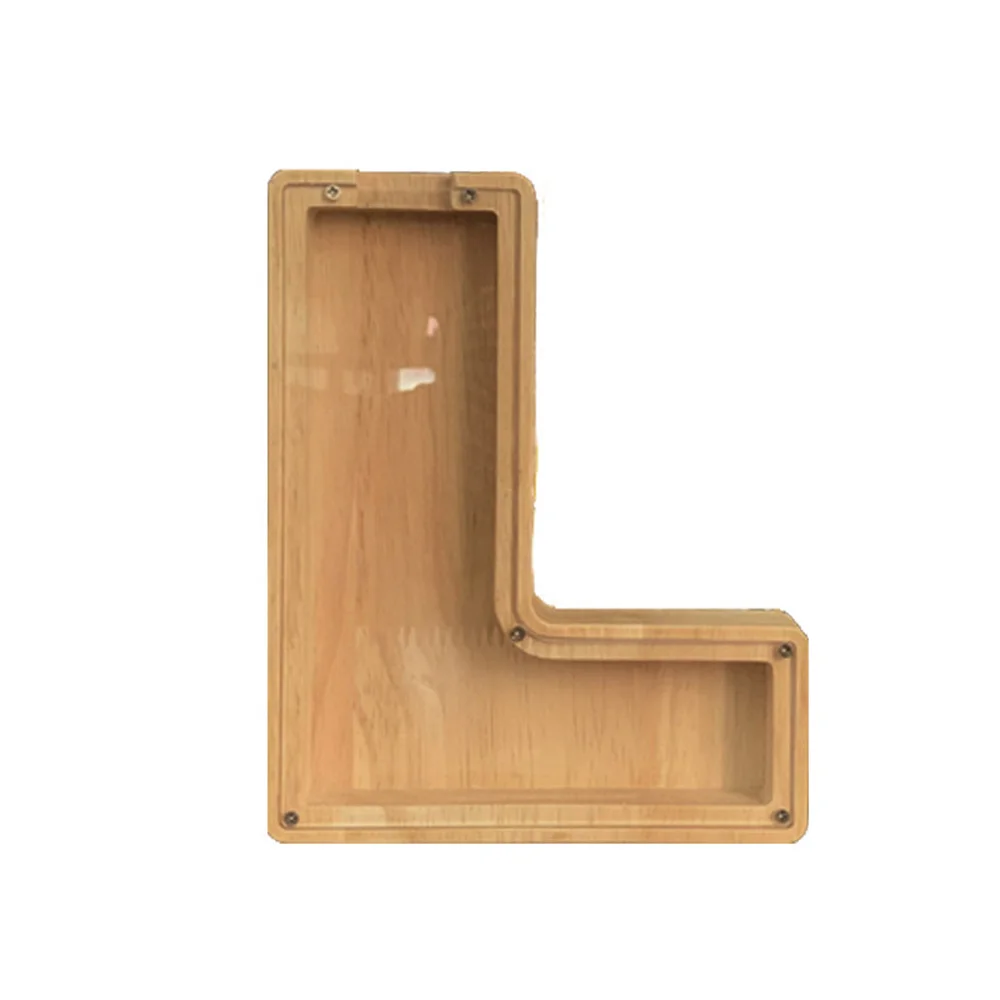 Purexcellent&trade; Wooden creative English letters transparent money jar