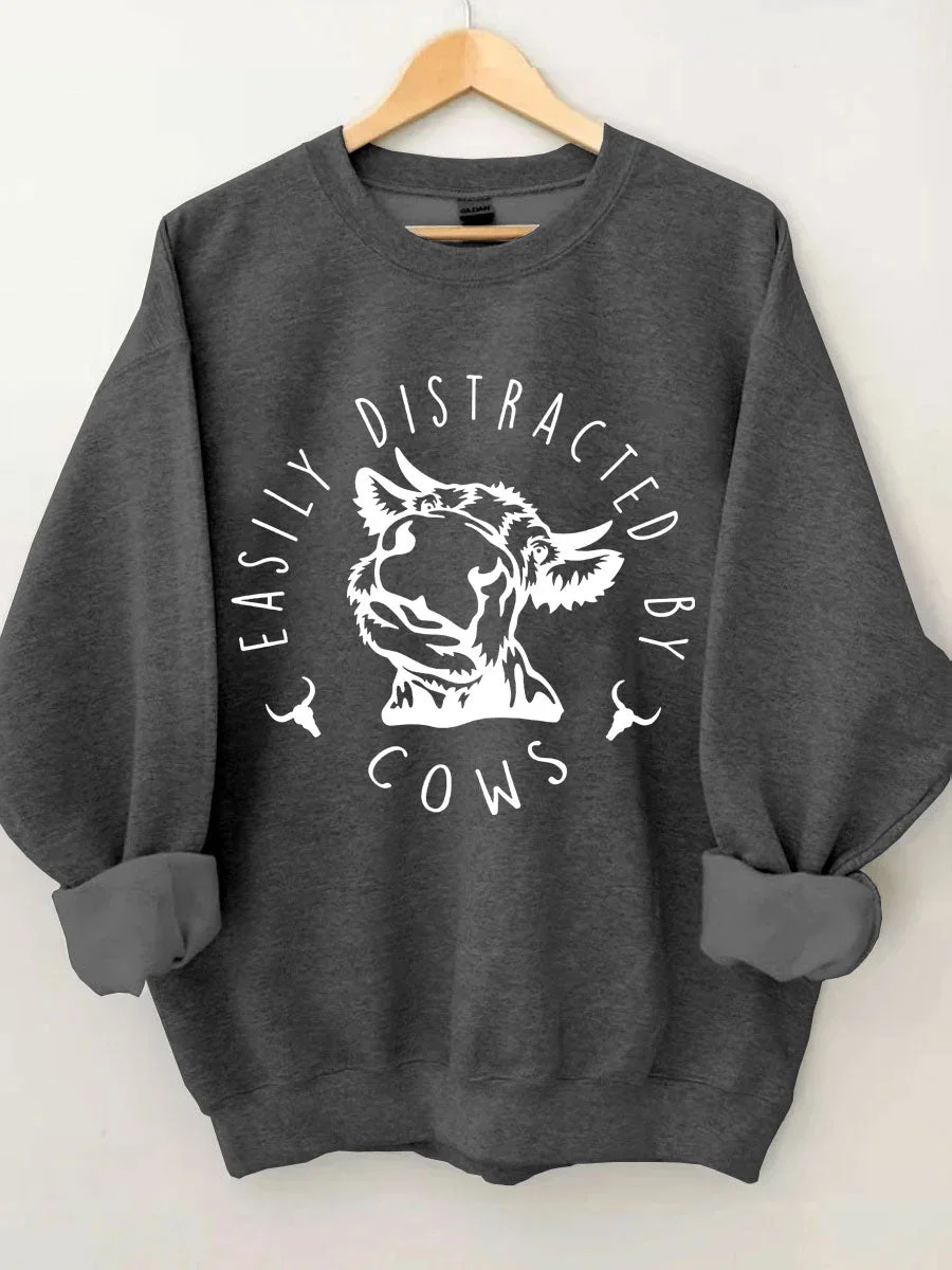 Easily Distracted By Cows Sweatshirt