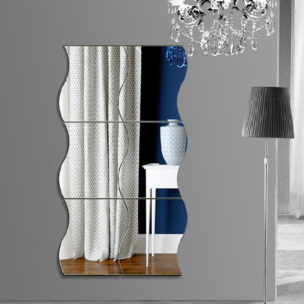 6pcs Ball Room Bathroom Decor Acrylic Wall Mirror Irregular Mirror Living Room Decoration Mini Sticker Mirror
