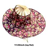 2 in 1 Bamboo Foldable Hand Fan Sun Hat Floral Printed Chinese Style Handheld Foldable Wide Brim Hat for Women Outdoor Beach Travel Accessory