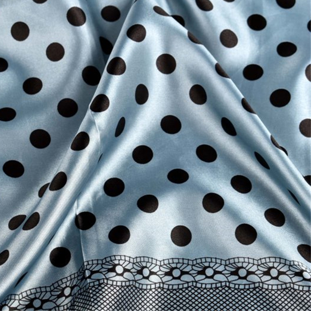90cm*90cm Polka Dot Satin Square Scarfs Blue-vocosishoes