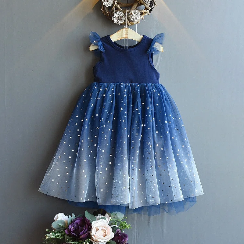 New Kids Clothes Dresses For Girls Fashion Wedding Dress Girl Princess Dress Children's Wear Party Star Dress