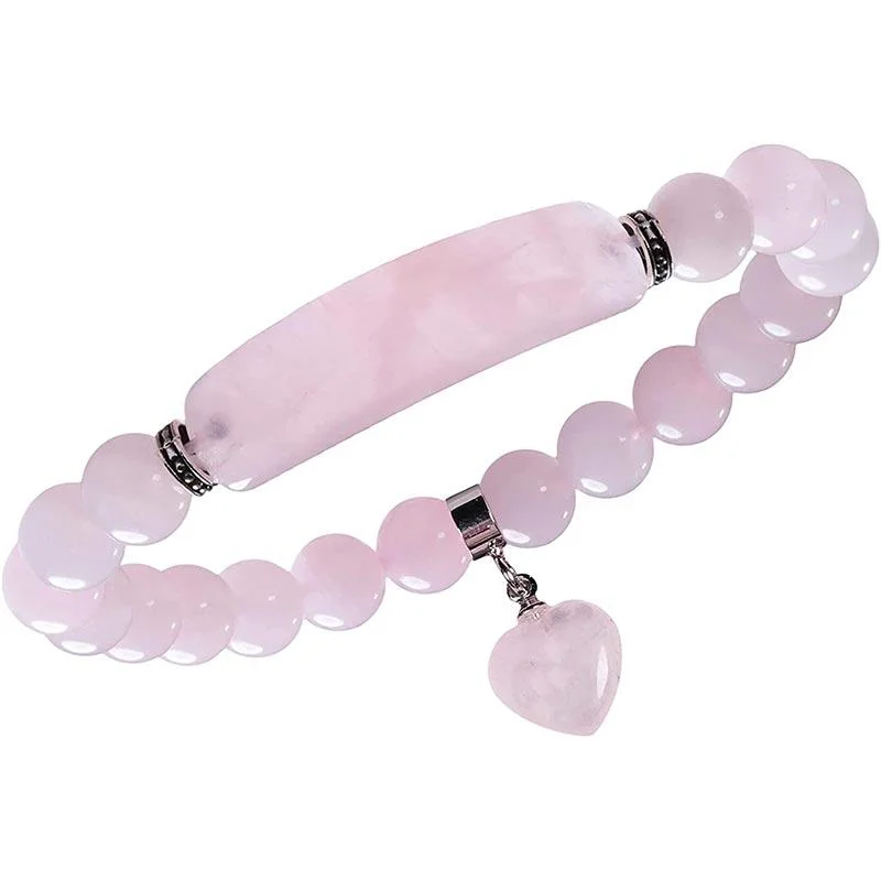 Natural Quartz Love Heart Healing Beads Bracelet