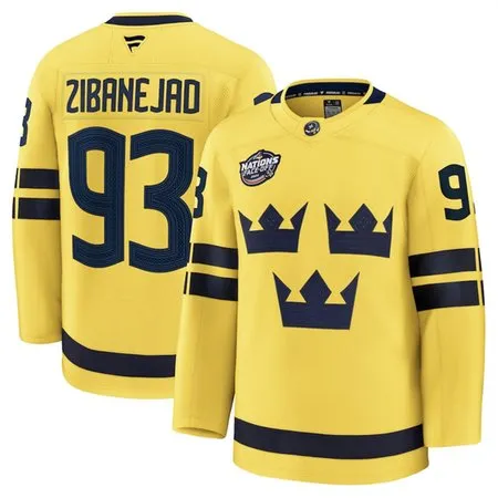 Youth Sweden #93 Mika Zibanejad Yellow 2025 4 Nations Face-Off Premium Stitched Jersey