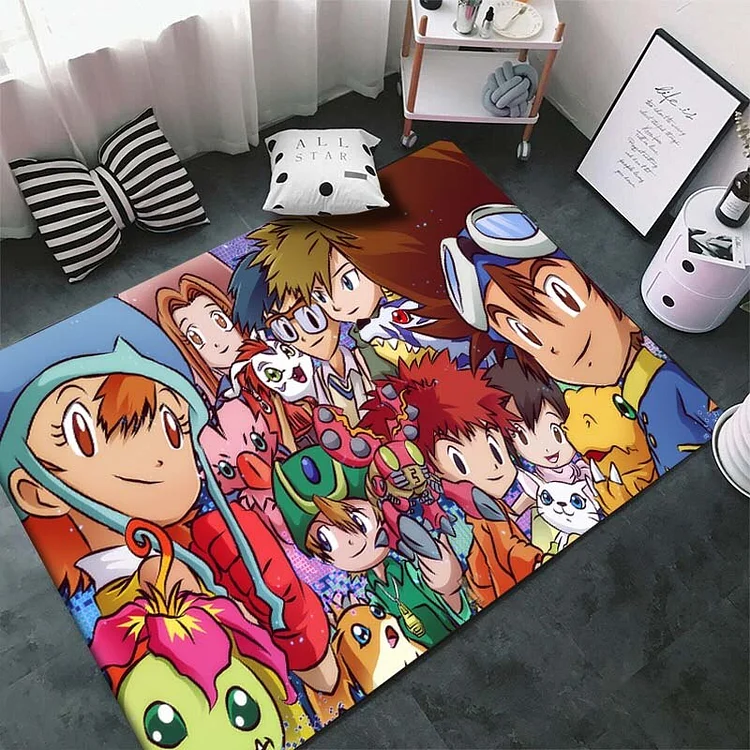 15 Sizes Anime Digi-mon Pattern Area Rug Large,Carpet Rug for Living Room Bedroom Sofa Doormat Home Decor, Non-slip Floor Mat