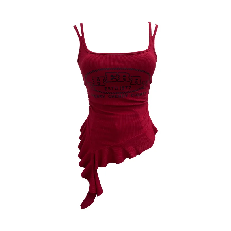 Nigikala Nigikala Tector-Mat T-Shirt With Bosom Tset T-Shirt With Irregular Sling Vest T-Shirt With Tsets 1261