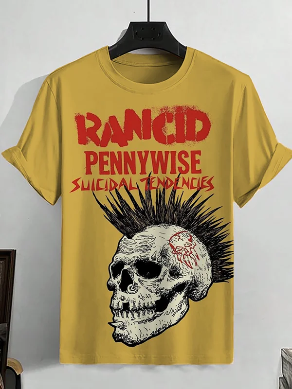 Men's Horrific Rancid Skull Art Print T-Shirt
