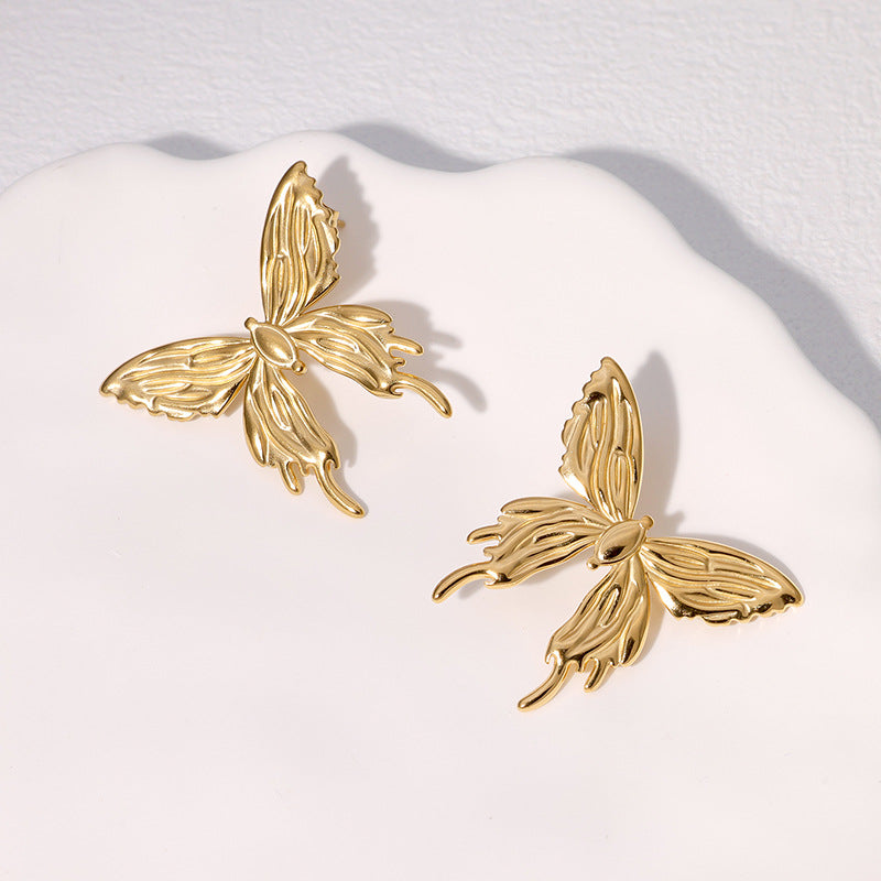 Simple And Versatile Butterfly Earrings Personalized Design Cute Niche Stainless Steel Earrings