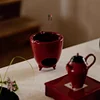 Household Kung Fu Tea Boiler Chinese Retro Pottery Ochre Dream Red Zhu Three-legged Small Wind Stove Electric Ceramic Stove Around the Stove Boil Teapot