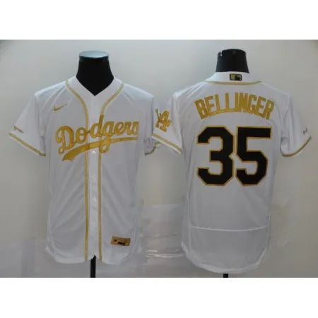Men's Los Angeles Dodgers #35 Cody Bellinger 2020 White Golden Flex Base Stitched MLB Jersey