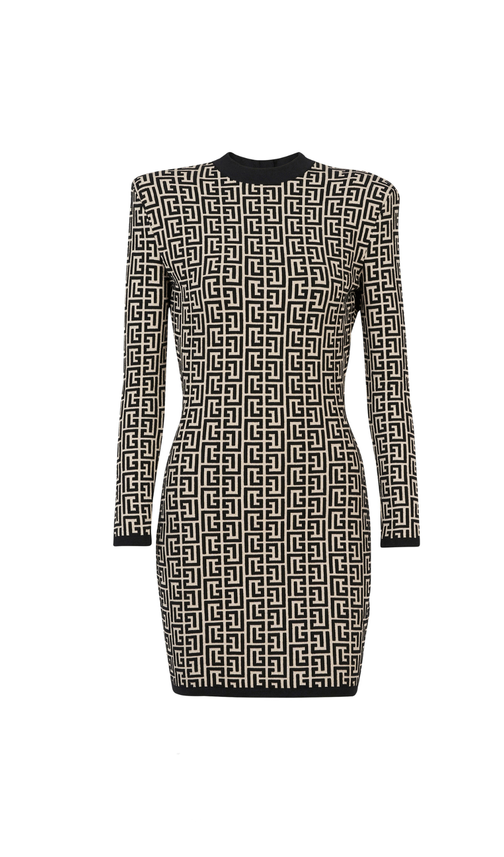 Short bicolor jacquard mini dress with monogram