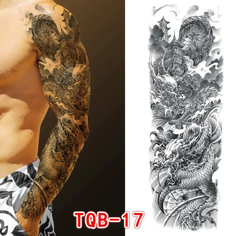 Sdrawing Temporari Tattoo Sticker for Men Death Skull Henna Skeleton King Animal Arm Leg Tatoo Pattern Fake Tattoo for Woman