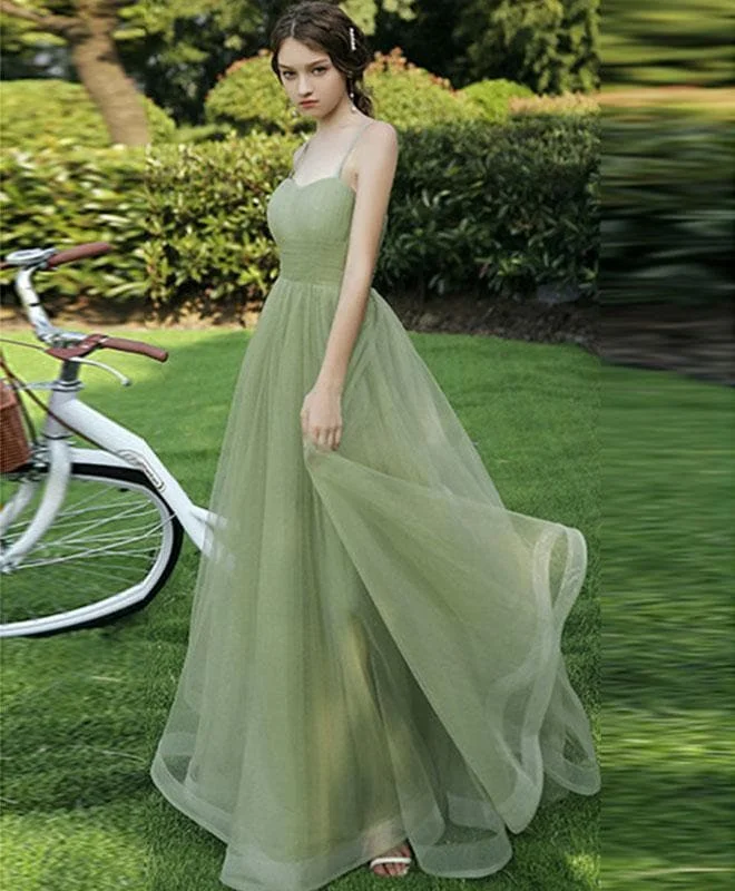 Simple Sweetheart Tulle Green Long Prom Dress Green Evening Dress SP17313
