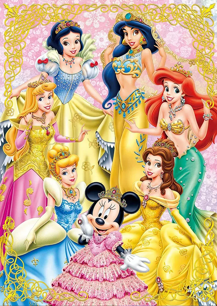 Disney Princess Mermaid Snow White Jasmine - Full Round 30*50CM