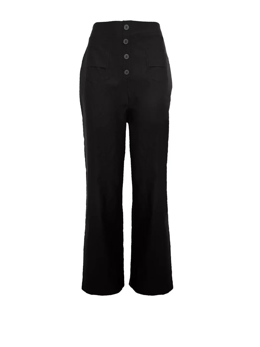 Wongn Wongn Fashion New Women's Casual Straight Pants High Waist Button Elastic Belt With Multiple Pockets