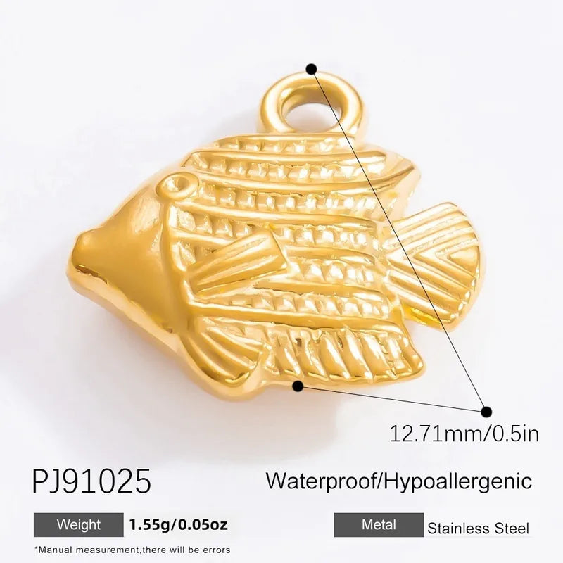 1 Piece 28.4*36.1mm 304 Stainless Steel Zircon 18K Gold Plated Starfish Crab Shell Polished Pendant Jewelry Accessories