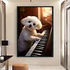 (Big Size)Puppy Playing Piano - 11CT Stamped Cross Stitch - 40*60cm - Dog