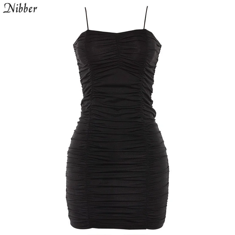 Nibber women Sexy black sleeveless Mini Party Dresses Low-cut Backless Cascading Ruffle Dress 2019 Slim fit Soft home clothing