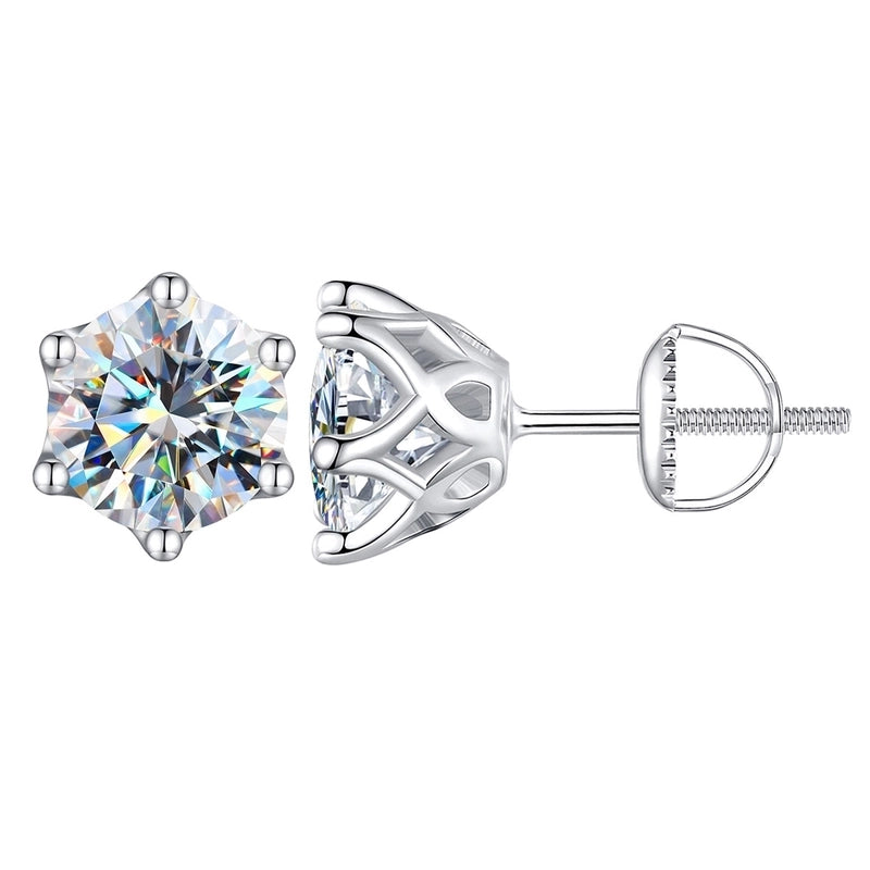 1 Pair 925 Sterling Silver Moissanite Geometric Ear Studs