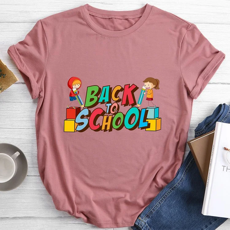 Back to School Season Round Neck T-shirt