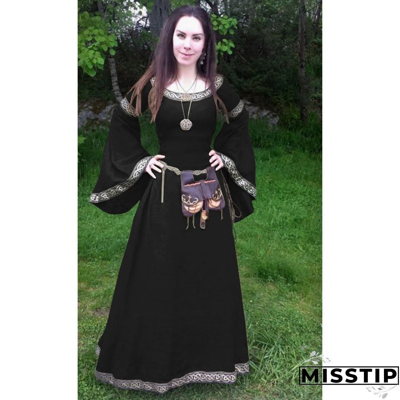 Women's Classic Medieval Long-sleeved Round Neck Dress Dresses