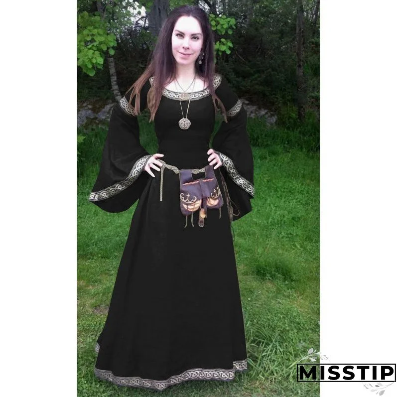 Women's Classic Medieval Long-sleeved Round Neck Dress Dresses