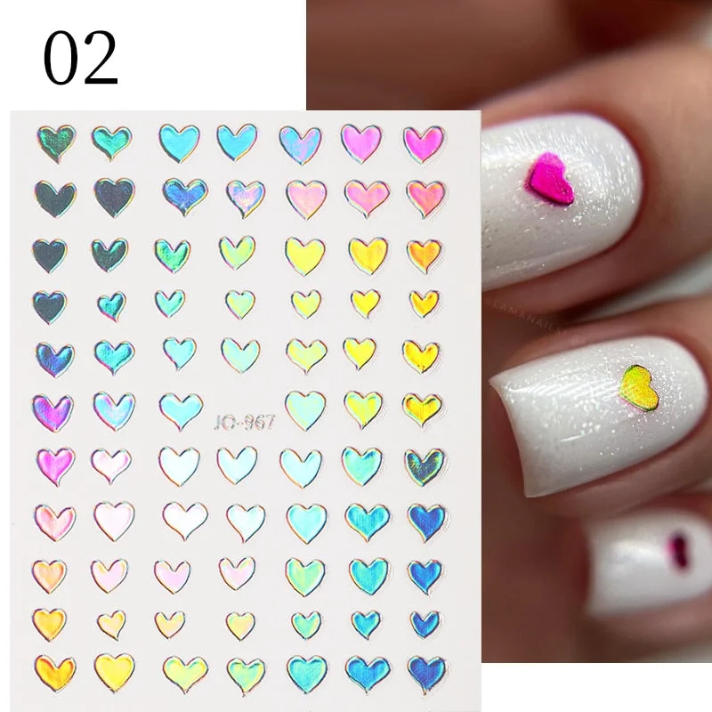 1Pc Black White French 3D Nail Sticker Hollow Painting Nail Trasnfer Sliders Manicure Butterfly Star Heart Pattern Nail Decor-Nail Inspo