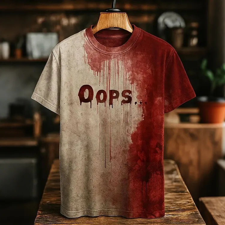 Men's Oops Bloody Art Print Casual T-shirt