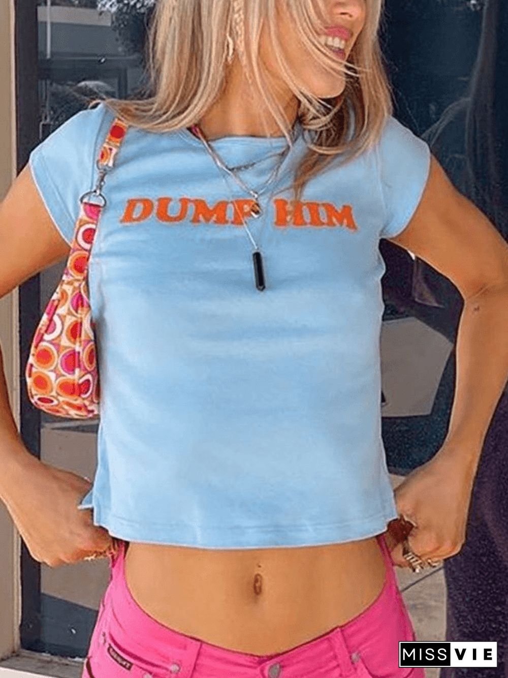 Letter Pattern Crop Top